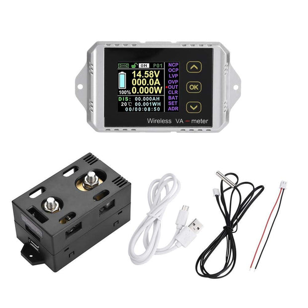 DC 100A 120V Wireless Coulometer, Battery Monitor with Voltage, Current, Power Display amiciKart
