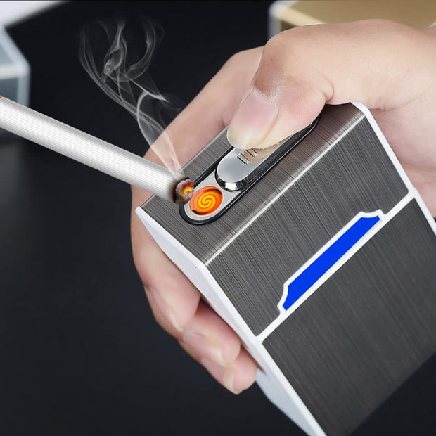 Rechargeable Cigarette Lighter with Case, USB Charging & 20-Pcs Metallic Holder amiciKart c0tmiz-hs.myshopify.com