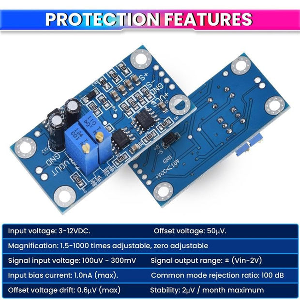 AD620 Microvolt Amplifier Module, Adjustable Gain Instrumentation Amplifier Board