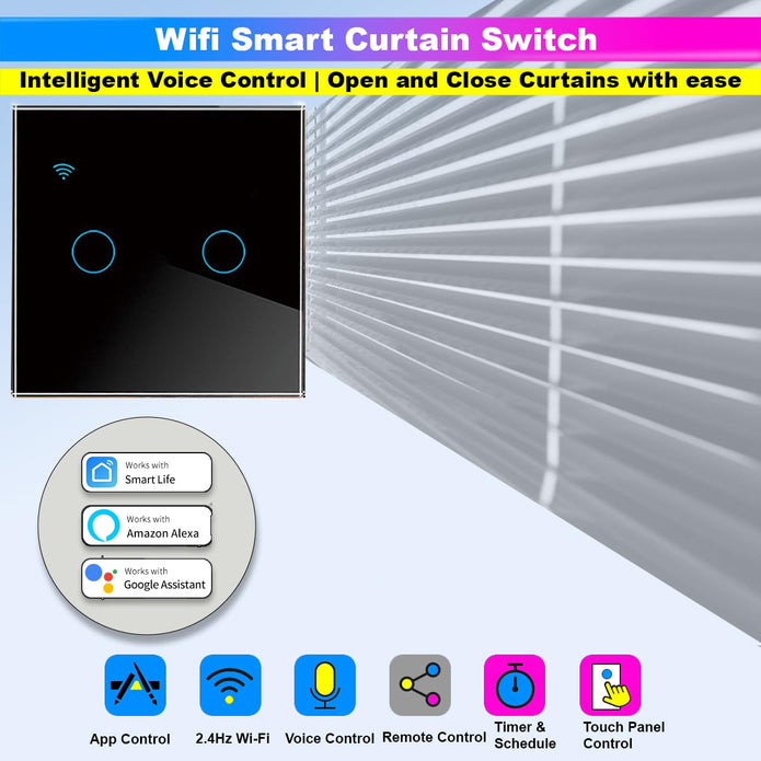 WiFi Touch Switch – 4 Gang, 230V/10A, Alexa/Google Compatible, Interlocking, SmartLife App