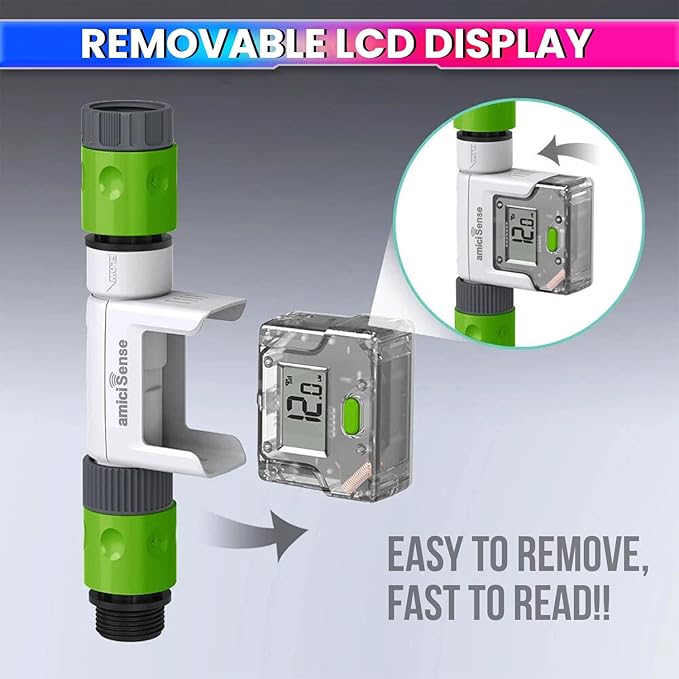 WiFi Garden Hose Water Flow Meter – LCD & App Tracking, Usage Alerts, 3/4” Hose Compatible