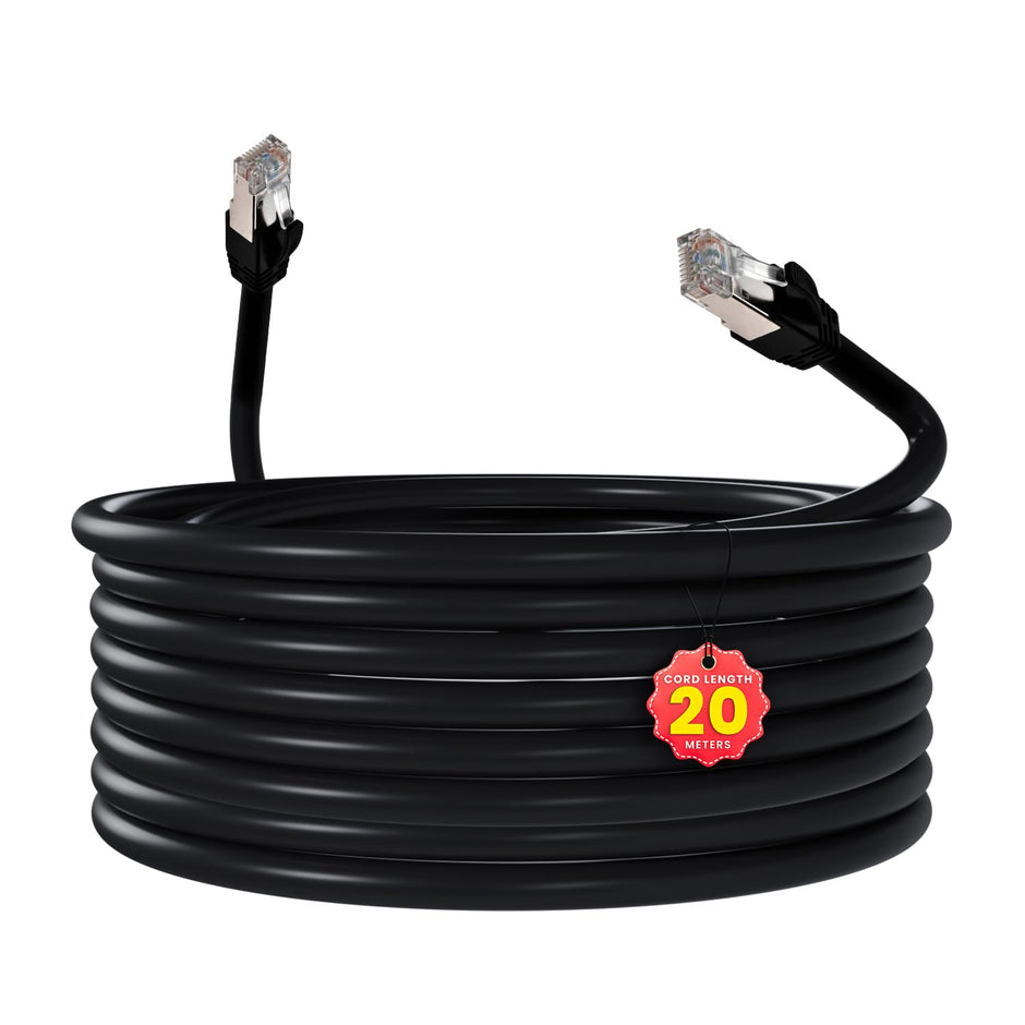 Cat 8 Ethernet Cable with 22AWG Solid Core 20 Meter 40Gbps Ultra High-Speed LAN Cable