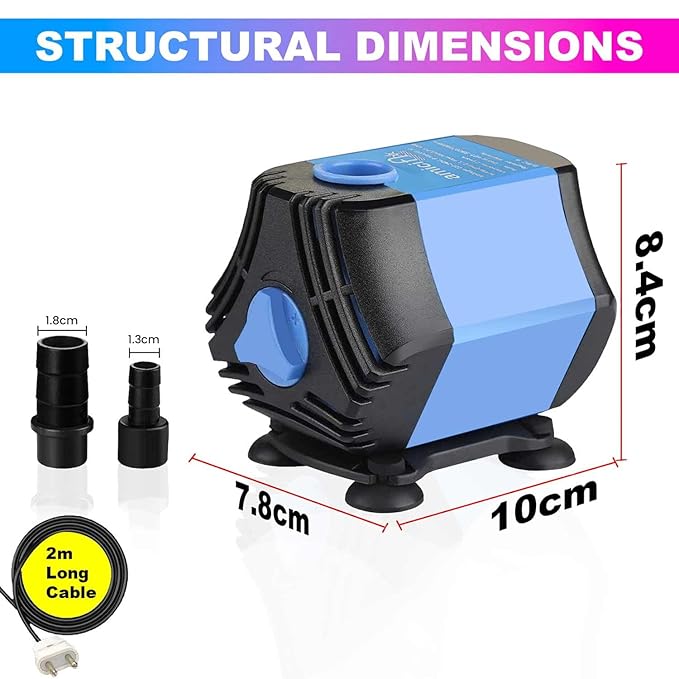 30W Submersible Water Pump with Adjustable Flow Rate, Pure Copper Winding Motor, Silent Operation