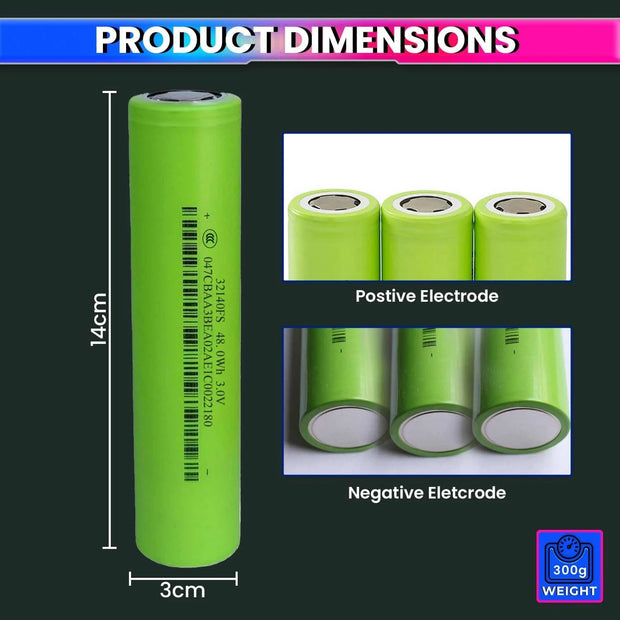 LiFePO4 32140 Lithium Phosphate Cell – 3.2V 15000mAh High-Capacity Rechargeable Battery for Solar Storage, Inverters, E-Bikes