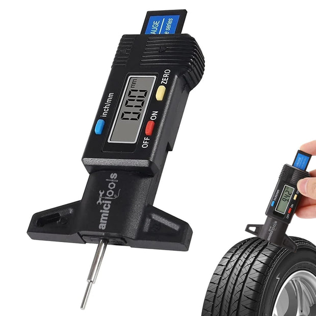 Digital Tire Thread Depth Gauge with LCD Display, 0-25mm Accurate Measurement for Cars, Trucks, Motorcycles Wheel