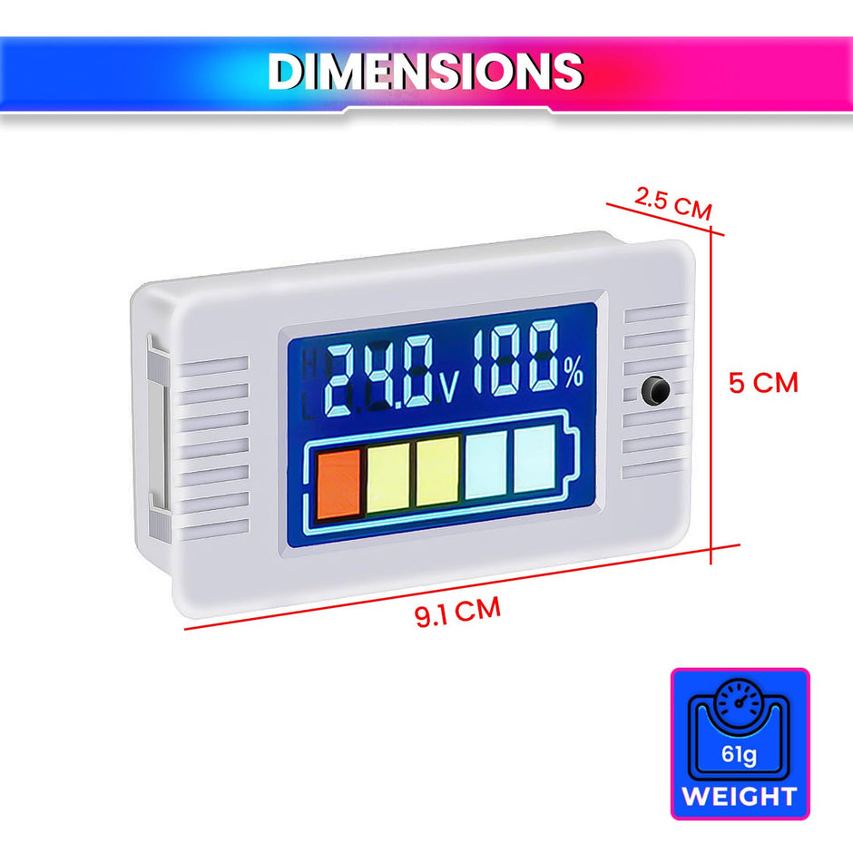 0-100V DC Battery Capacity Indicator Voltmeter with Color LCD Display