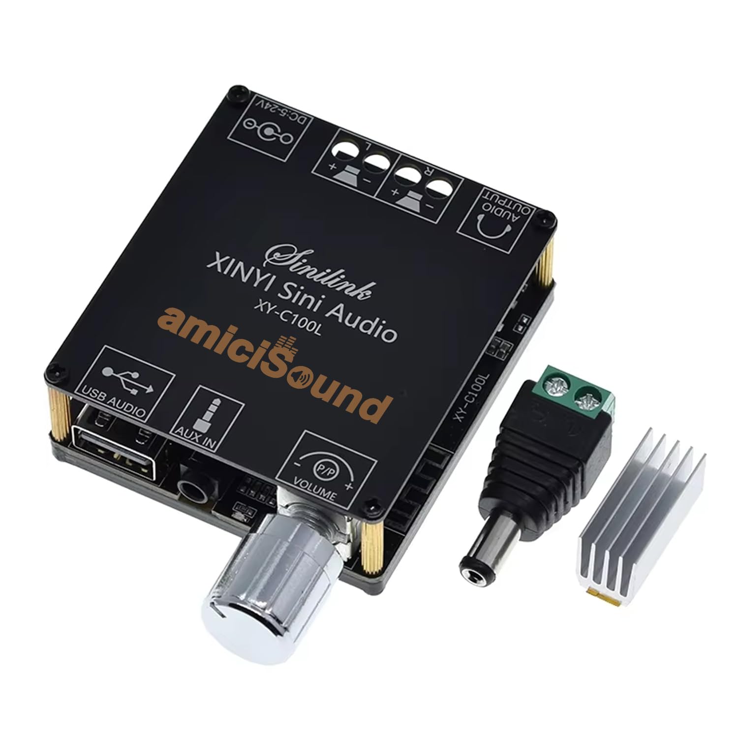 Mini Wireless Bluetooth 5.0 Audio Amplifier – Dual Channel DIY Speaker Amplifier with AUX/USB/U-Disk Input