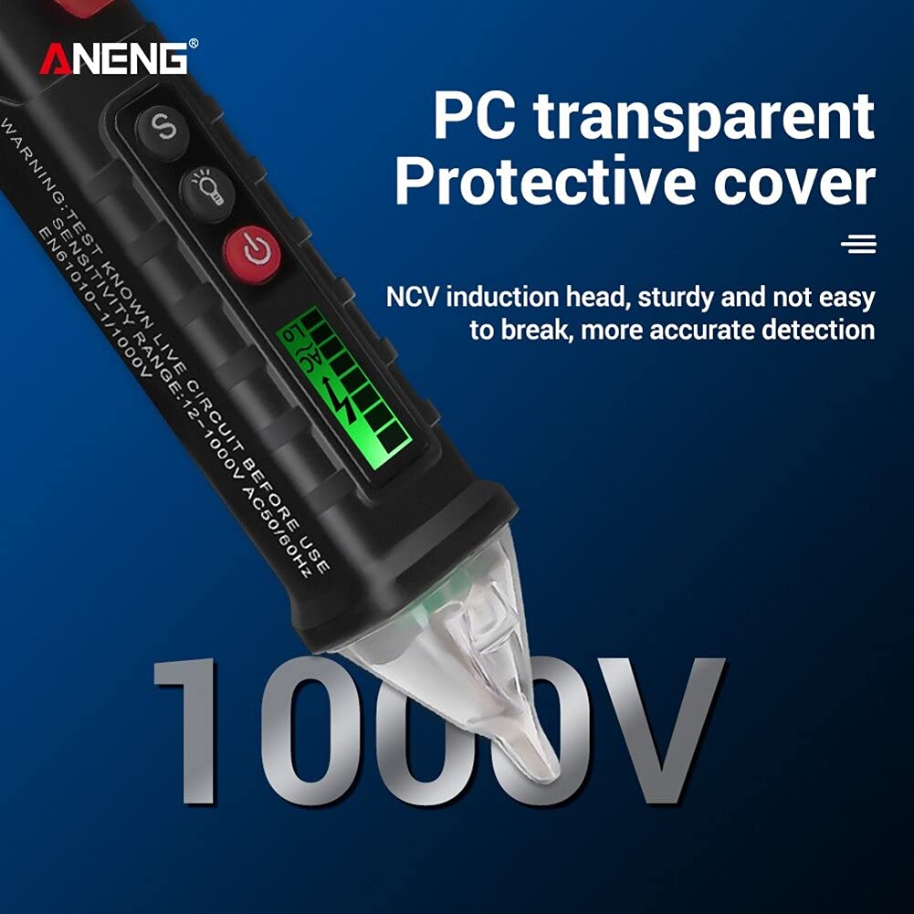 Non-Contact Voltage Tester – AC 12–1000V Live/Null Wire Tester with Flashlight & Breakpoint Detection