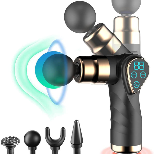 Wireless Massager, USB Rechargeable Muscle Relaxation Gun with Hot Compress and 4 Head amiciKart c0tmiz-hs.myshopify.com