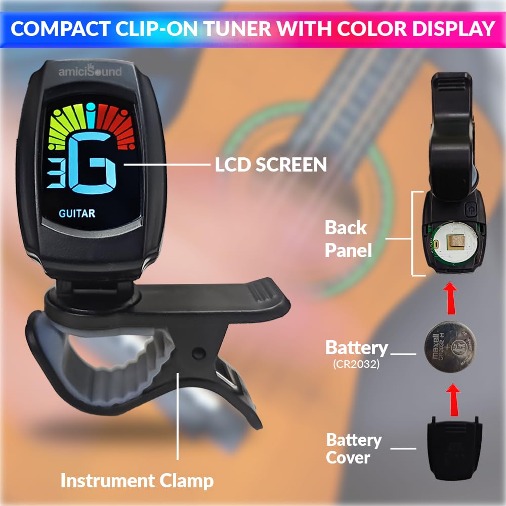 Clip-On Tuner for Chromatic Guitar Bass, Violin, Ukulele With Digital LCD Display amiciKart c0tmiz-hs.myshopify.com