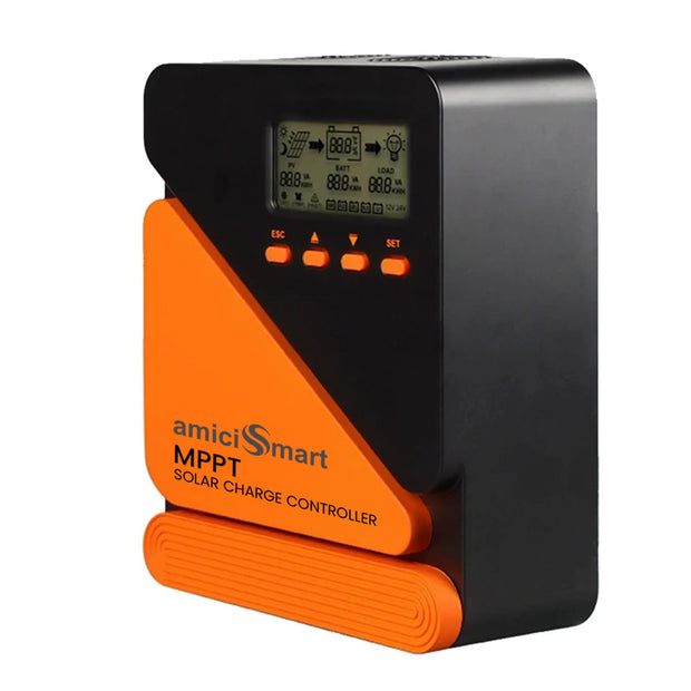True MPPT Solar Charge Controller 12V/24V Lithium & Lead-Acid Compatible with LCD Display & 5V/3A USB Port