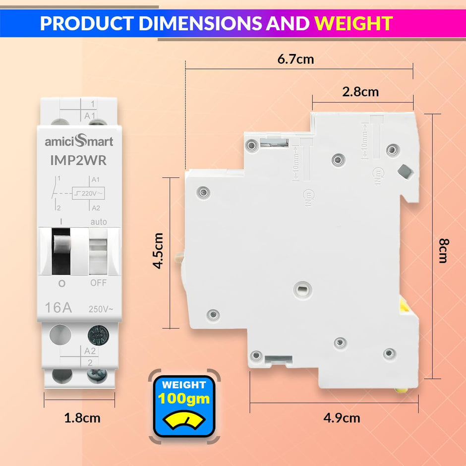 16A Impulse Relay, 2 Pole 230VAC Latching Relay for Line Control amiciKart