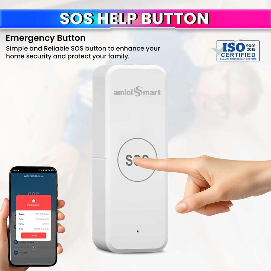 Wi-Fi SOS Call Button Wireless Emergency Alert Transmitter One-Touch Alarm SmartLife App Control