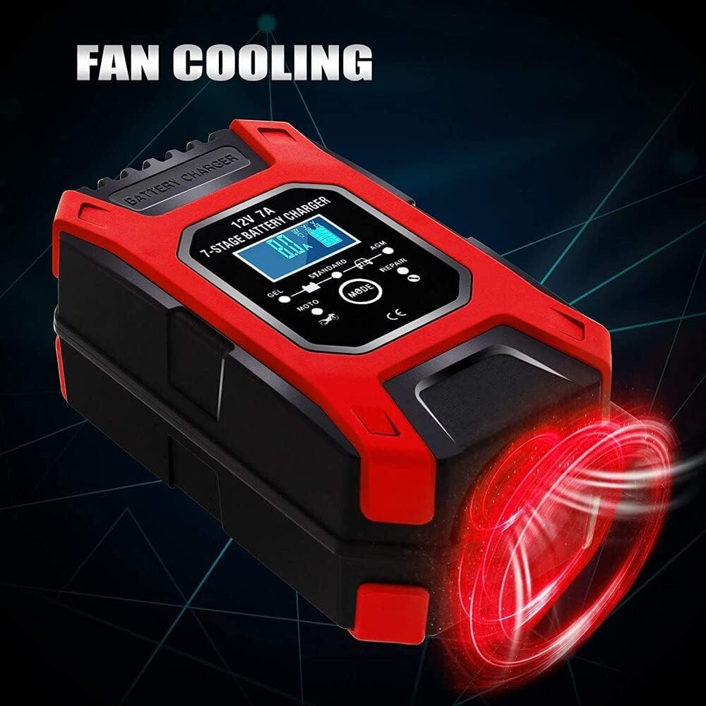 12V Automatic Car Battery Charger, 7-Stage Intelligent Battery Maintainer (Lead Acid Battery Charger)