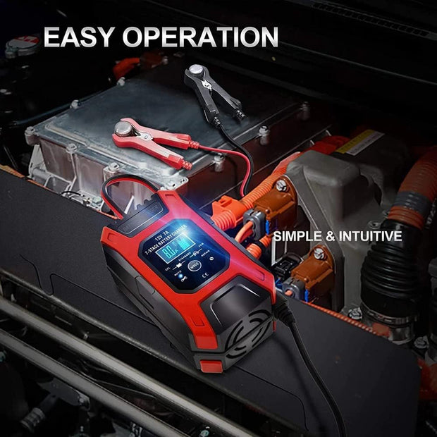 12V Automatic Car Battery Charger, 7-Stage Intelligent Battery Maintainer (Lead Acid Battery Charger)