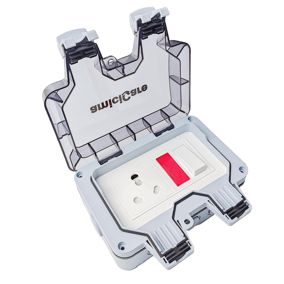 Waterproof Outdoor Power Socket, 6/16Amp Switch Socket with Lockable Cover & Dual Outlets, Wi-Fi socket amiciKart