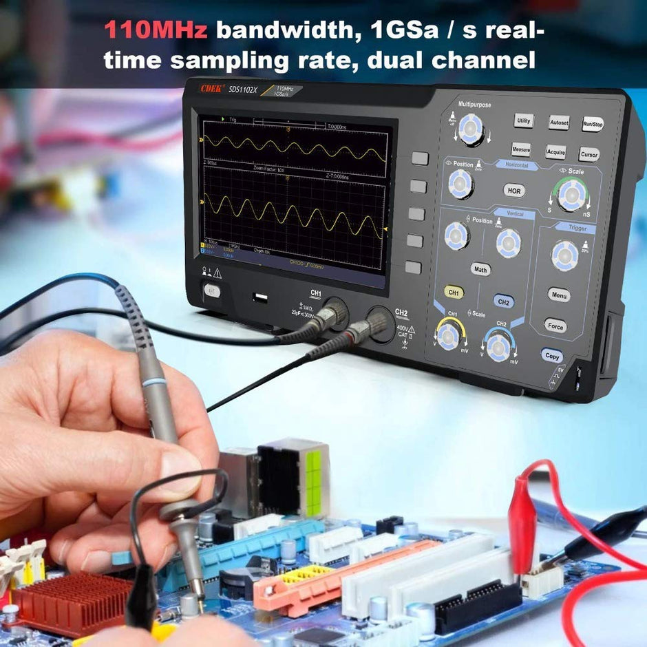 2 Channel Oscilloscope 110MHz Bandwidth 1GS Sampling Rate 7