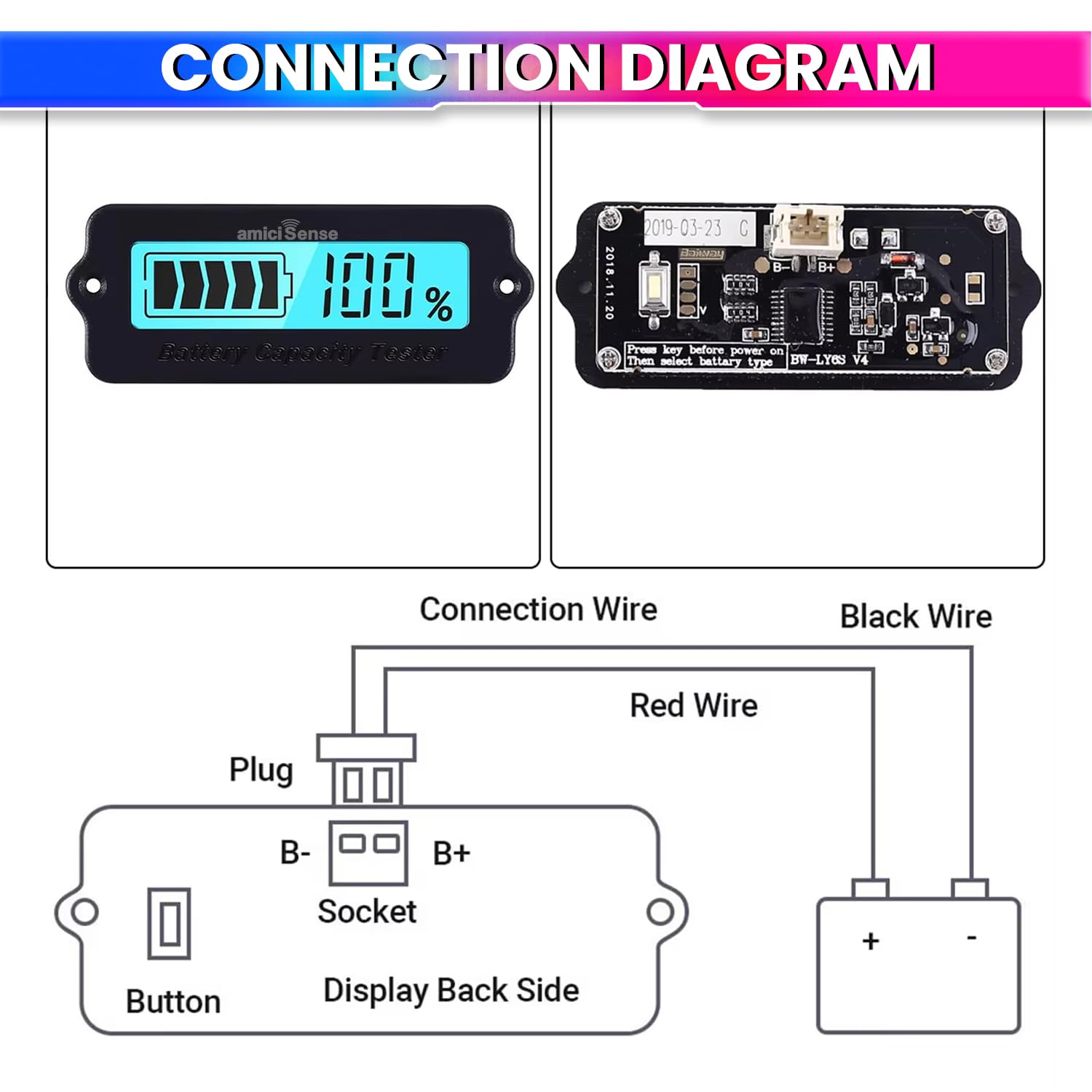 8–70V Battery Capacity Indicator – Voltage & Charge % Display for Lead Acid, Li-ion, LFP Batteries amiciKart c0tmiz-hs.myshopify.com