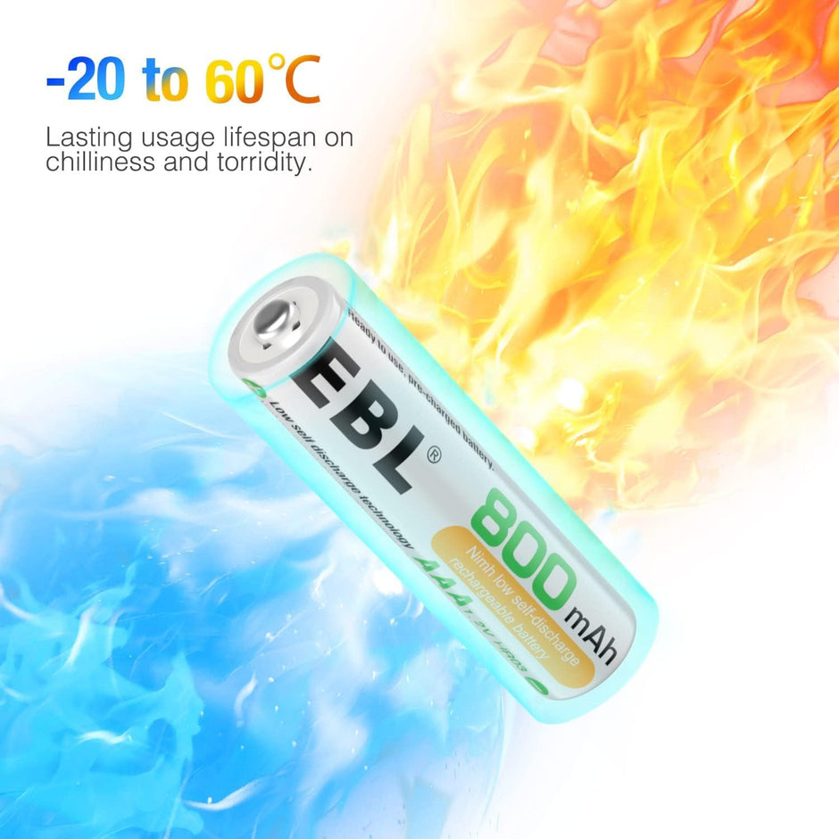 EBL Rechargeable AAA Battery, Ni-MH 800mAh 1.2V Pack of 4 amiciKart c0tmiz-hs.myshopify.com