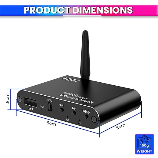 Bluetooth 5.4 Audio Receiver & Transmitter with Mic, Remote, aptX-LL, Dual Connection, 3.5mm AUX