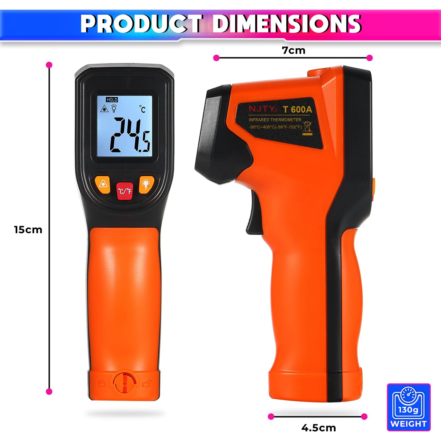 Infrared Thermometer for Industrial Use, -50°C to 600°C Laser Temperature Gun with Fast Measurement amiciKart c0tmiz-hs.myshopify.com