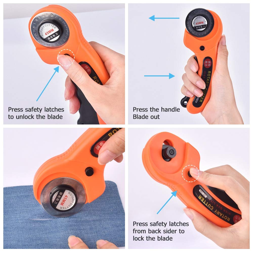 Useful Manual Sewing Roller Cutter Rotary Blade 45 mm with 10 Extra Blade amiciKart c0tmiz-hs.myshopify.com
