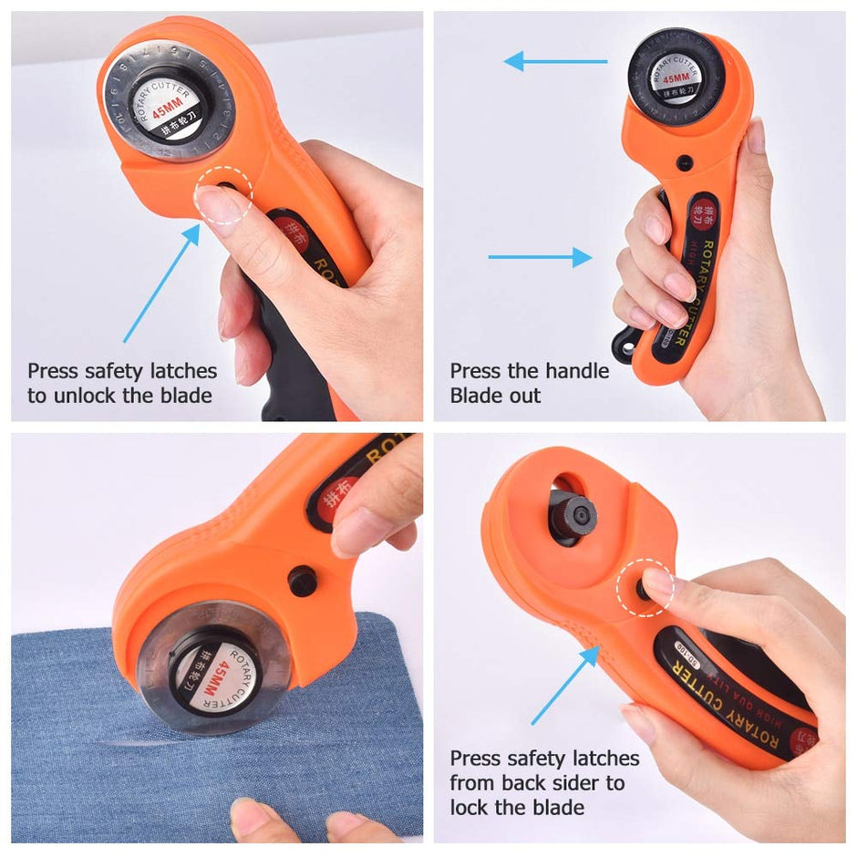 Useful Manual Sewing Roller Cutter Rotary Blade 45 mm with 10 Extra Blade amiciKart c0tmiz-hs.myshopify.com