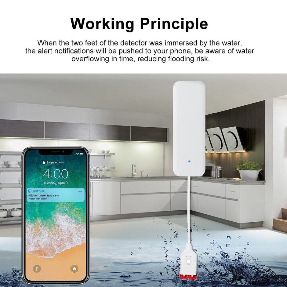 WiFi Water Leak Detector | SmartLife App Compatible | Overflow Alarm Sensor 2×AAA Battery amiciKart c0tmiz-hs.myshopify.com