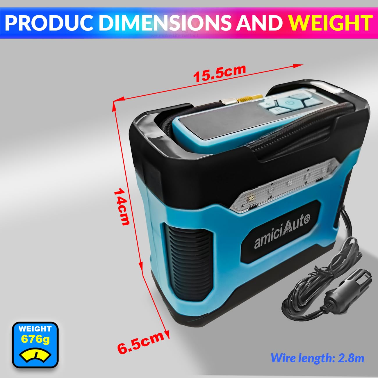 Automatic Car Tyre Inflator, 120W Air Pump for Car Tyres with 4 Nozzle Attachment amiciKart c0tmiz-hs.myshopify.com