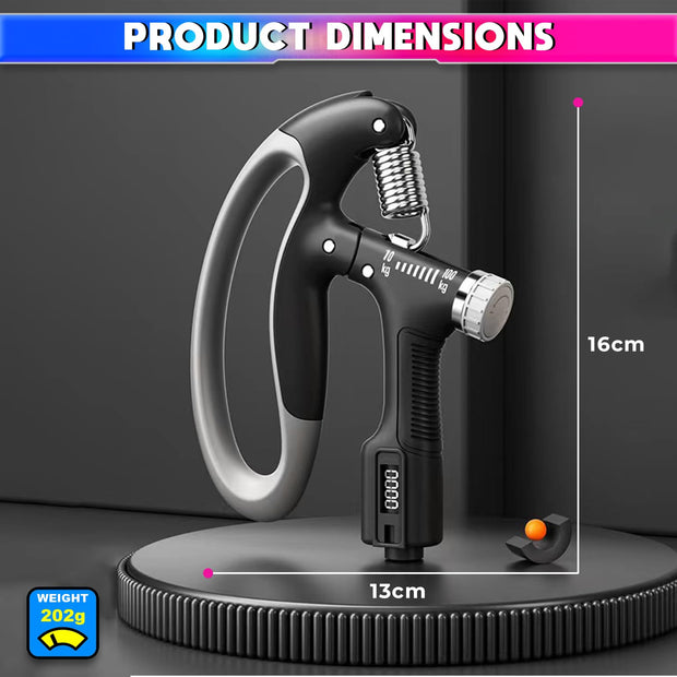 Adjustable Hand-Grip Exerciser with Digital LCD Counter, 4mm Carbon Steel Spring