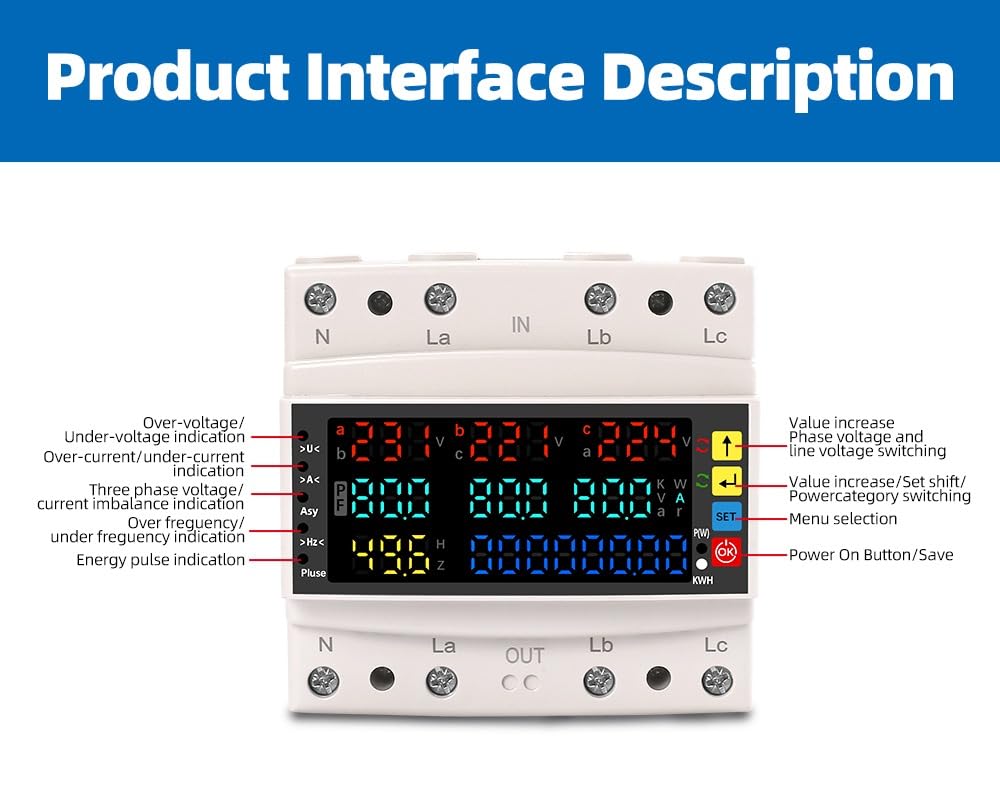 3-Phase Energy Meter 80A – Auto-Reconnect, Over/Under Voltage & Current Protection with LCD Display amiciKart c0tmiz-hs.myshopify.com