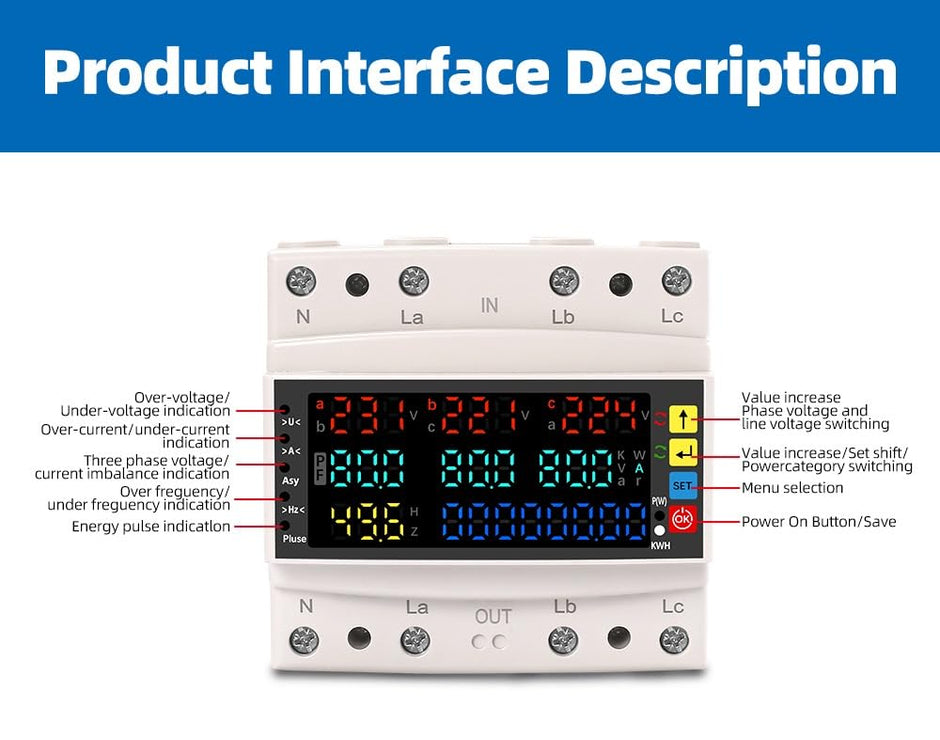 3-Phase Energy Meter 80A – Auto-Reconnect, Over/Under Voltage & Current Protection with LCD Display amiciKart c0tmiz-hs.myshopify.com