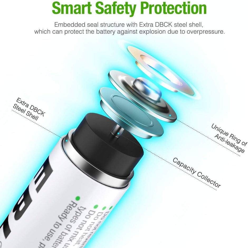 EBL 2300mAh AA Rechargeable - Pack of 4 Battery amiciKart