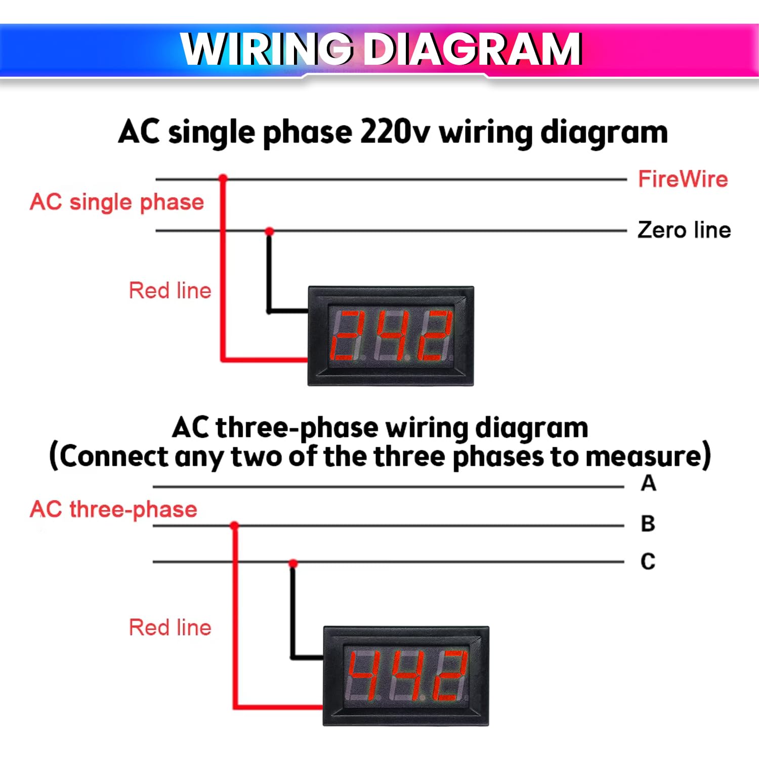 3-Digit Digital Voltmeter, 30–500VAC with Potentiometer Calibration for Accurate Monitoring amiciKart