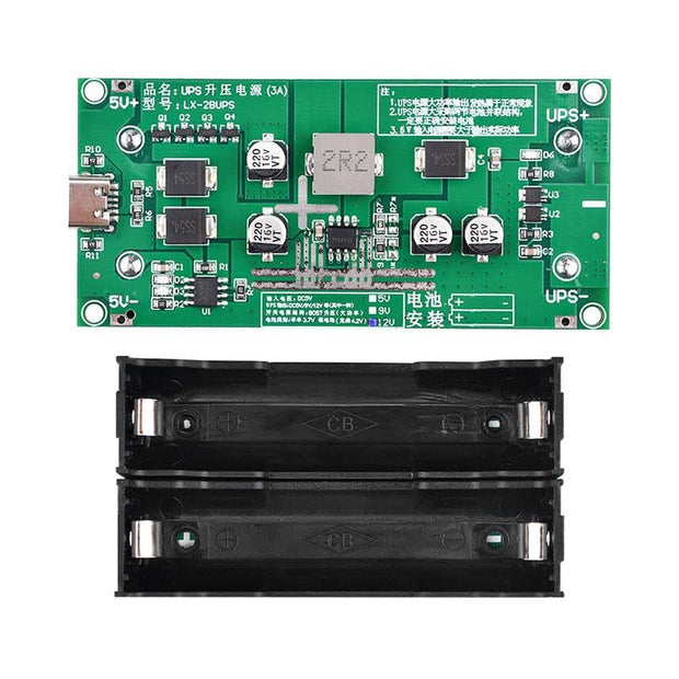 18650 Lithium Battery Charger Module with Type-C Input 5V to 12V DC-DC Step-Up Booster Converter & 3A Fast Charging