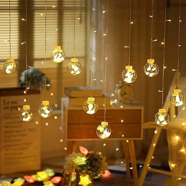 Wish Ball Curtain String Lights | Decorative Light with 12 Stars and 8 Lighting Modes amiciKart c0tmiz-hs.myshopify.com