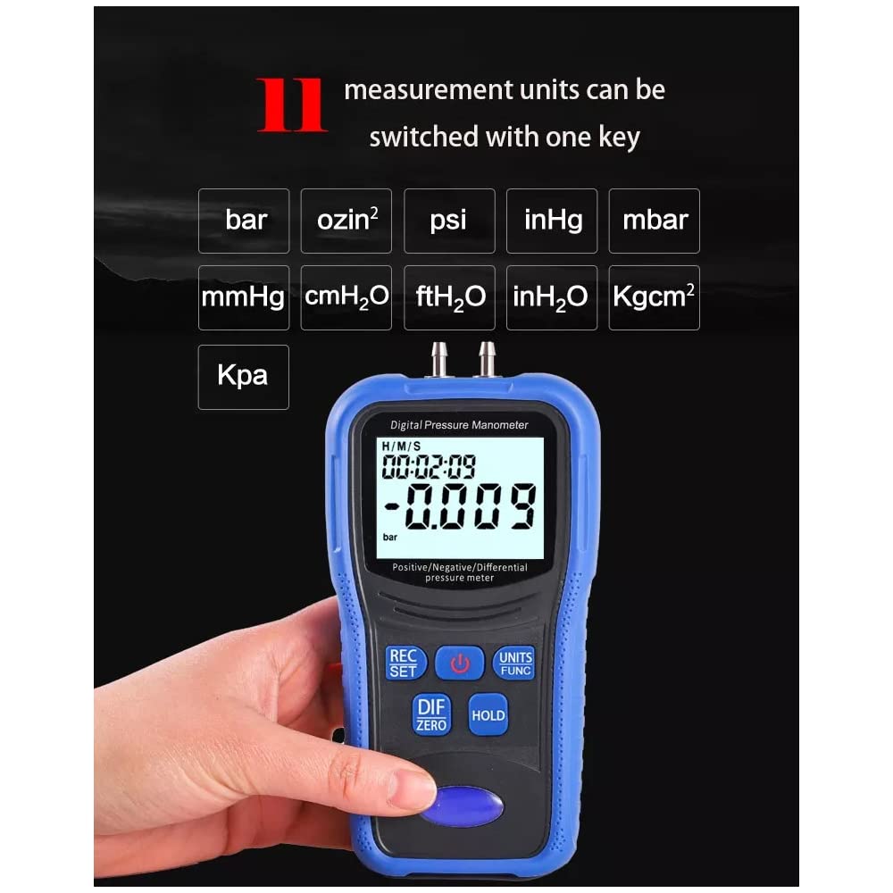 Digital Air Pressure Tester, Handheld Manometer with 11 Units, Data Record & Backlight amiciKart c0tmiz-hs.myshopify.com
