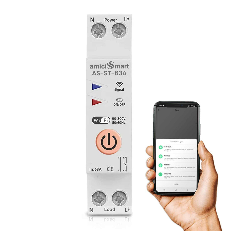 Wi-Fi Smart Timer Switch Energy Monitoring with App Control, Power Scheduling for Electricity Usage amiciKart