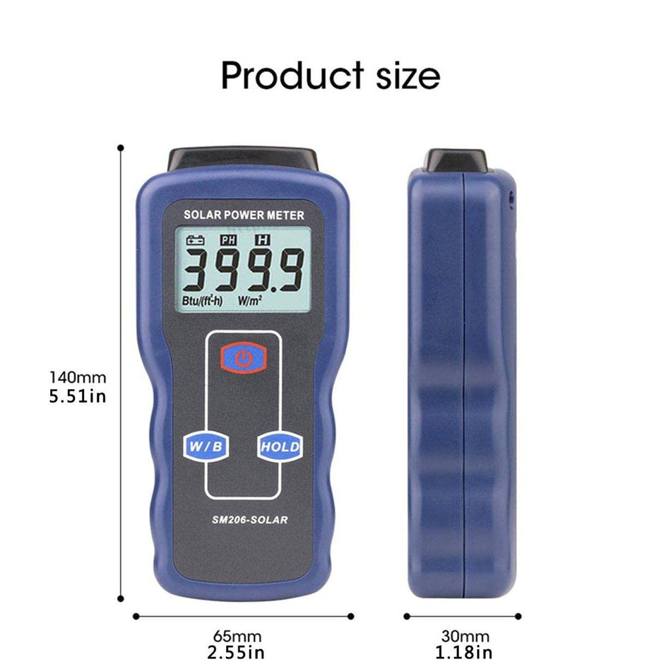 Digital Solar Power Meter-SM206 0.1~1999.9W/m² for Sunlight Radiation Tester Solar Panel Placement amiciKart