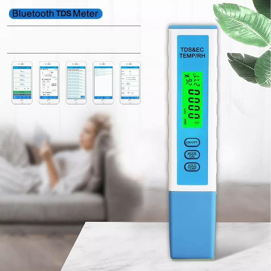 Bluetooth TDS Meter for Water Testing, 4 in 1- TDS, EC, RH, Temperature Meter-with App Monitoring amiciKart