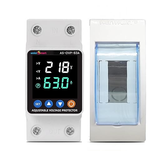 Automatic Over/Under Voltage and Overload Protection Device 63A DIN-Rail with LED Display