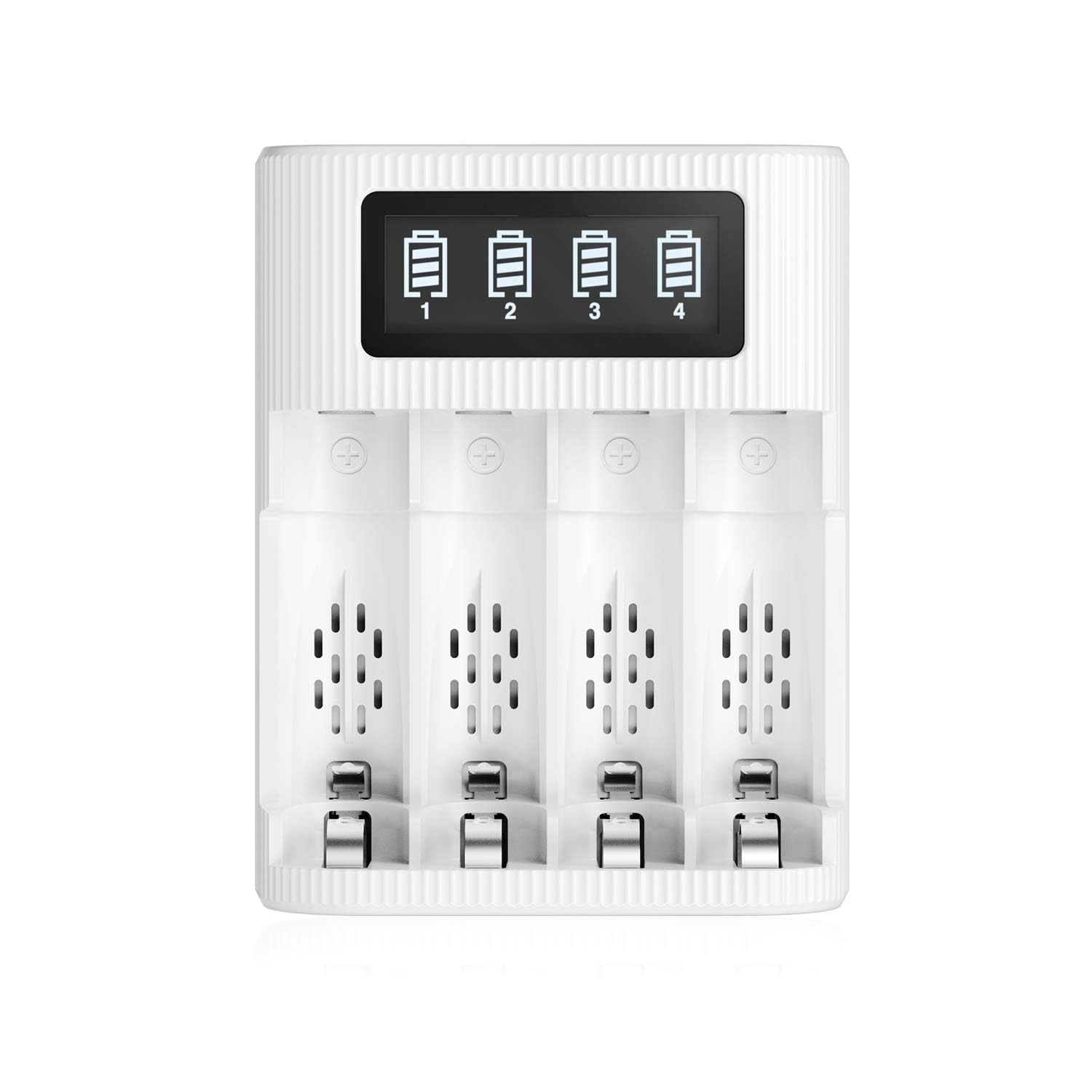 EBL AA/AAA Battery Charger - 4-Bay, Type-C & Micro USB Input, LCD Display