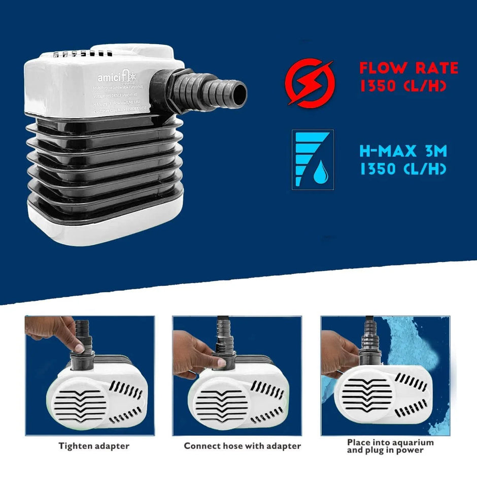 40W Submersible Water Pump, 3M Lift 1350L/H Flow Rate Pump for Cooler Aquarium Fountain