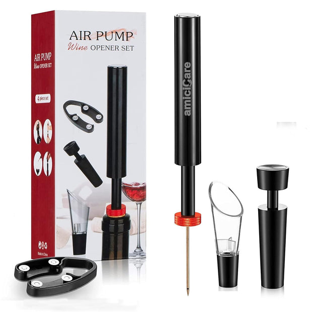 Wine Bottle Opener, Air Pressure Cork Opener with Foil Cutter, Wine Pourer and Vacuum Bottle Sealer amiciKart c0tmiz-hs.myshopify.com