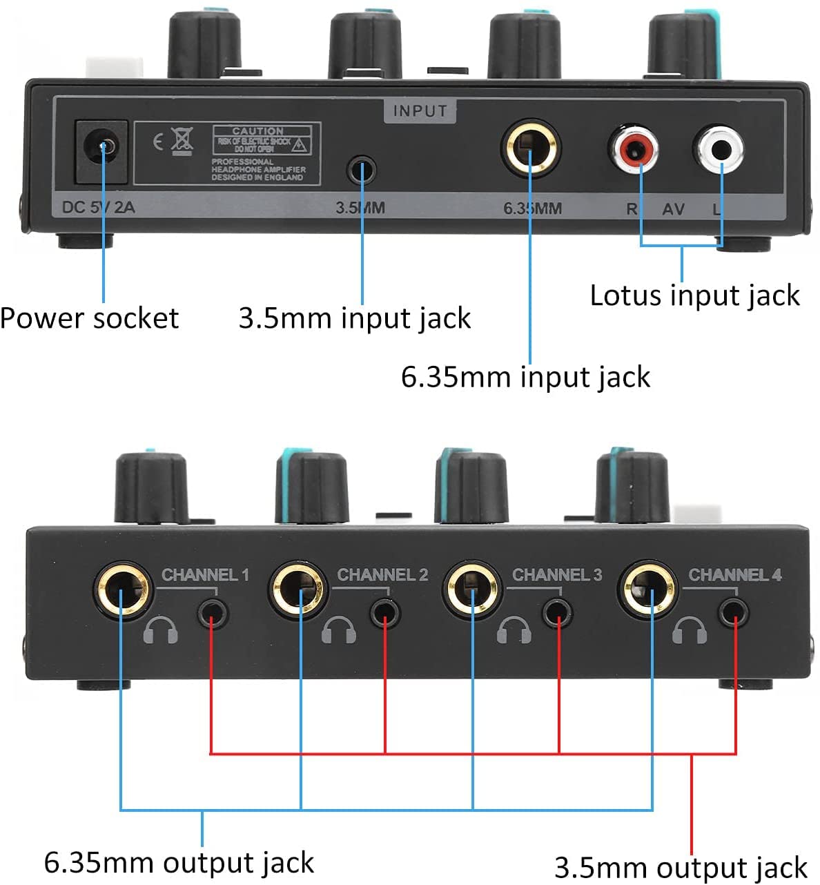 Mini Stereo Headphone Amplifier with Power Adapter