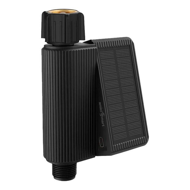WIFI Smart Solar Water Timer & Irrigation Controller DN20 Valve, IP65 Waterproof, Solar + Type-C Rechargeable, Smart Automated Garden Watering amiciKart