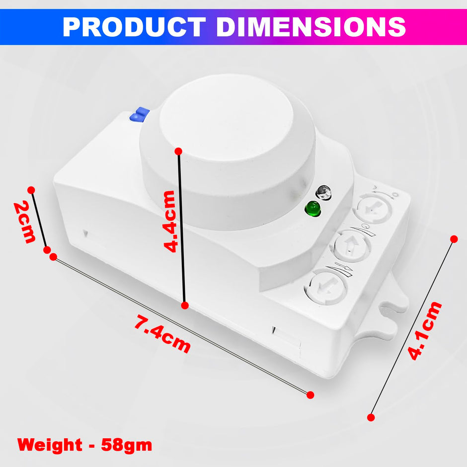 360 Degree Microwave Motion & Light Sensor, Auto On/Off with Radar & Photocell, 12–24V DC
