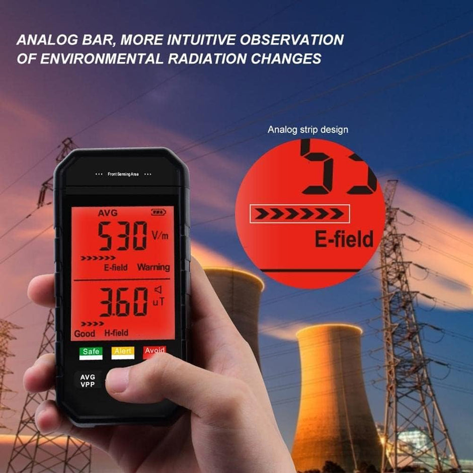 Electromagnetic Radiation Tester, EMF Meter 1~1999 V/m Electric & Magnetic Field Monitor with Alarm