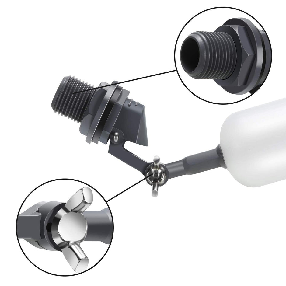 Float Ball Valve, 1/2 Inch Water Level Controller with Adjustable Arm for Aquarium, Tank, etc