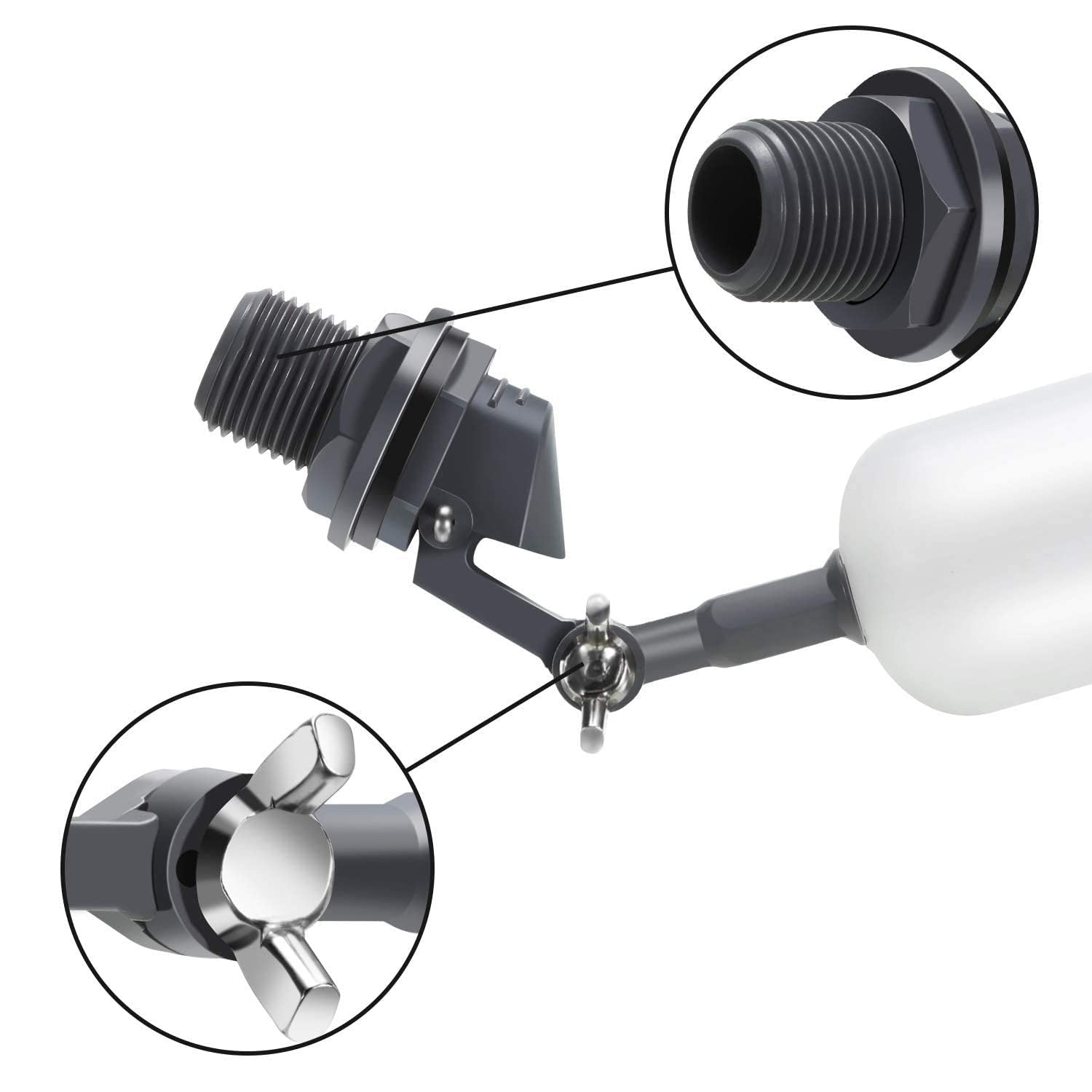 Float Ball Valve, 1/2 Inch Water Level Controller with Adjustable Arm for Aquarium, Tank, etc